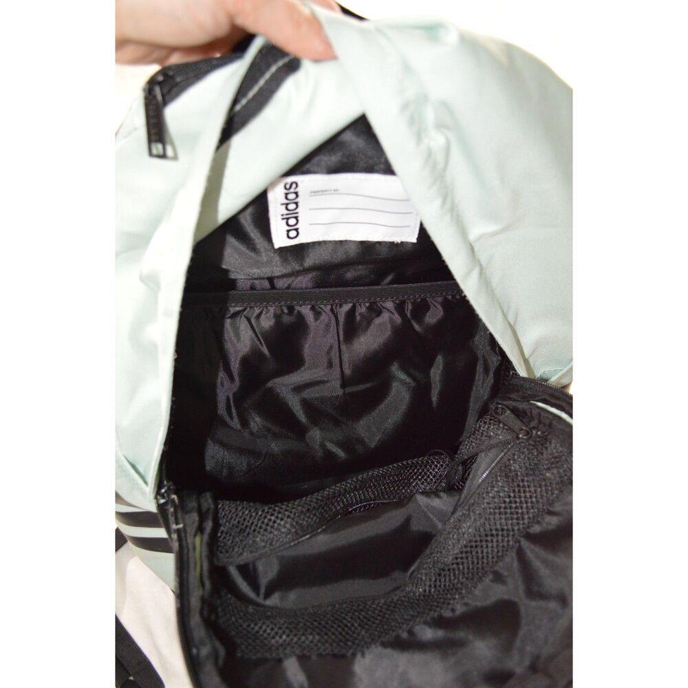 adidas Classic 3 Stripes Light Turquoise Mint Green L Capacity Everyday Backpack - Picture 4 of 4